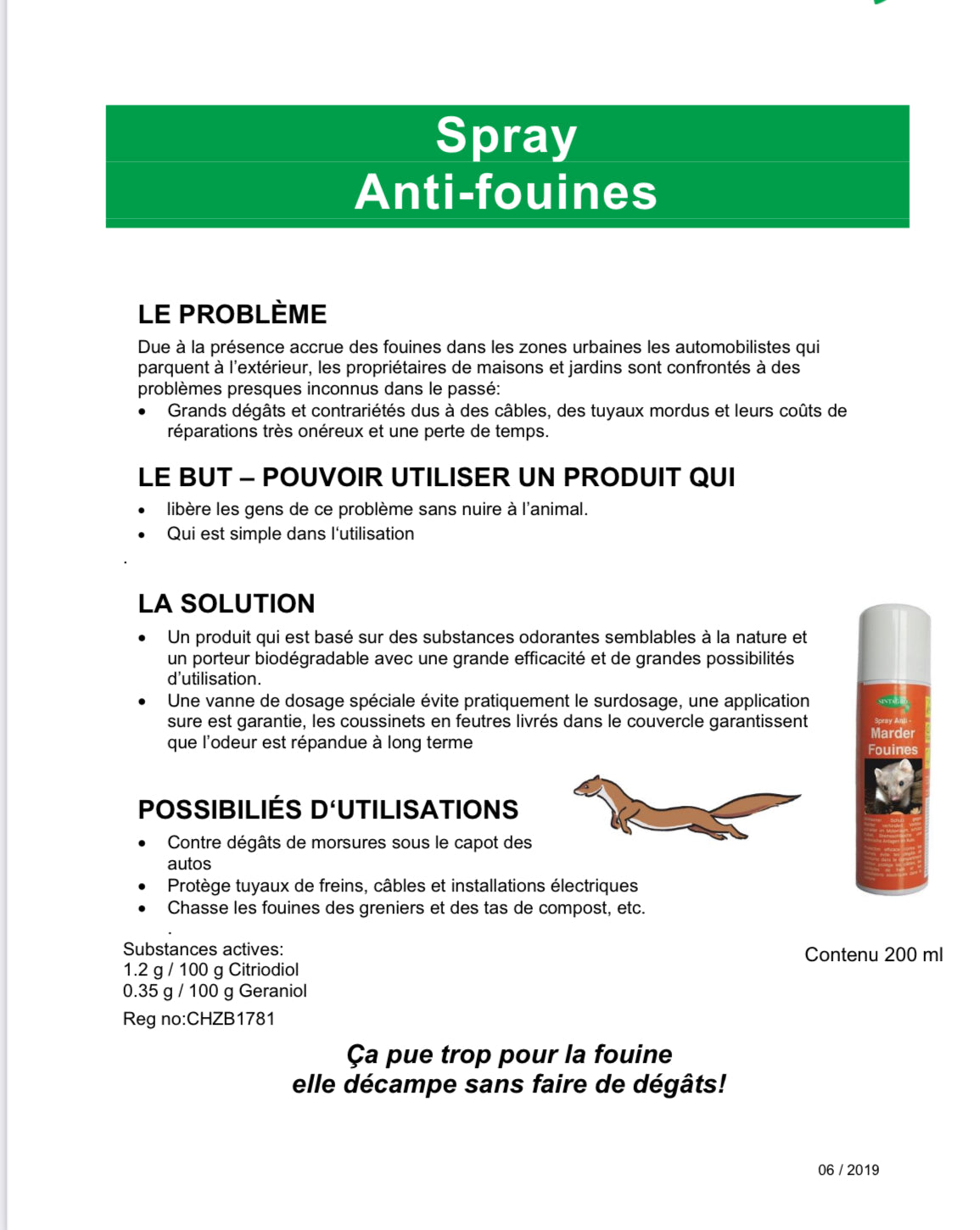 SPRAY RÉPULSIF ANTI-FOUINE